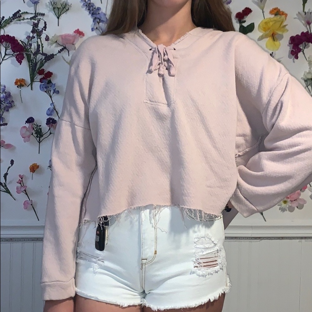 Pink cropped hoodie